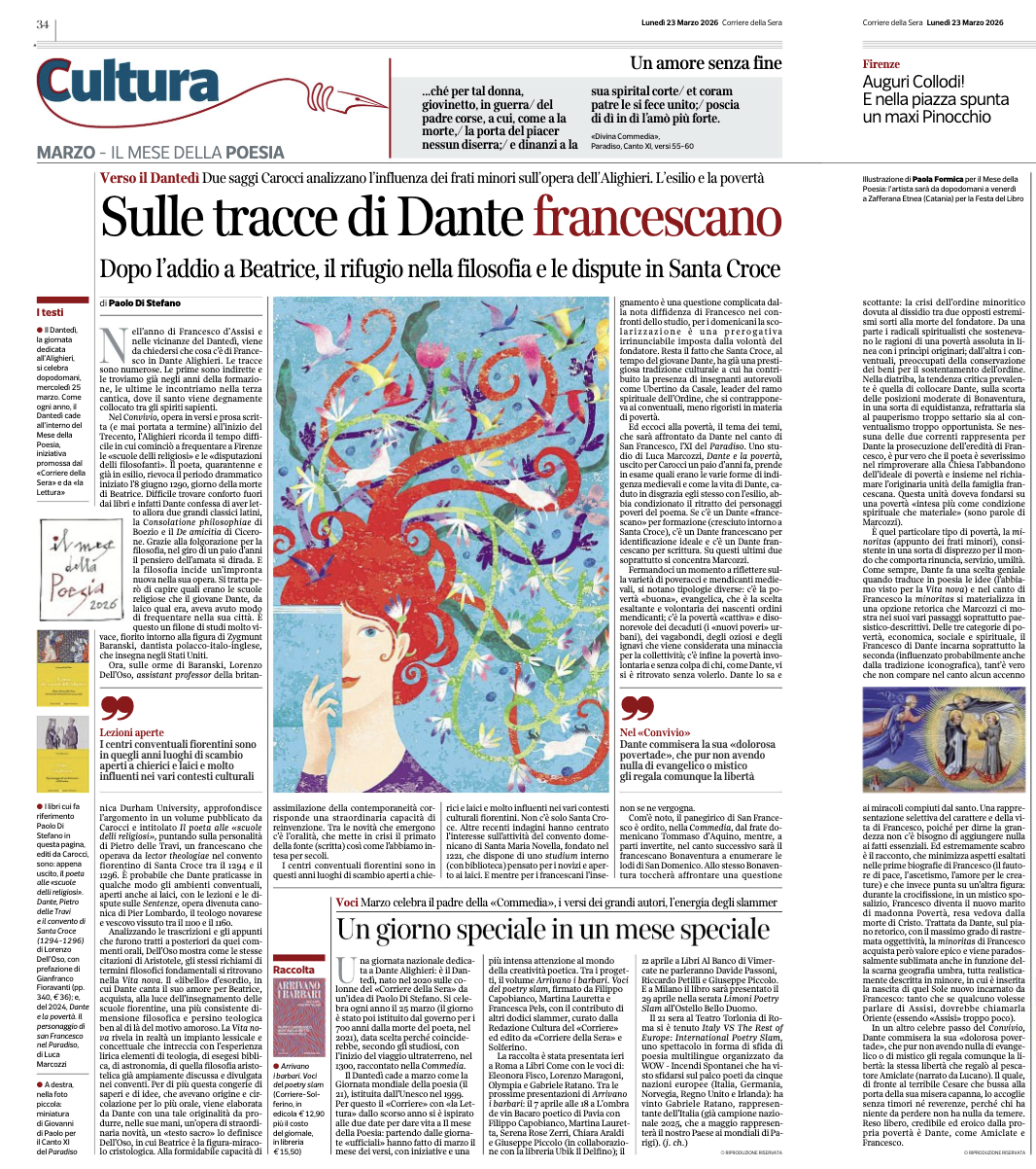 Corriere della Sera article on Dante